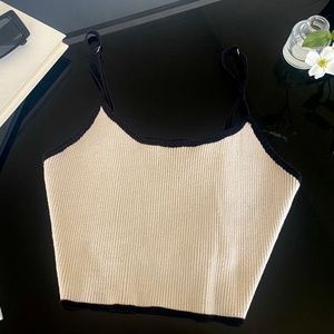 White Knit Crop Tank